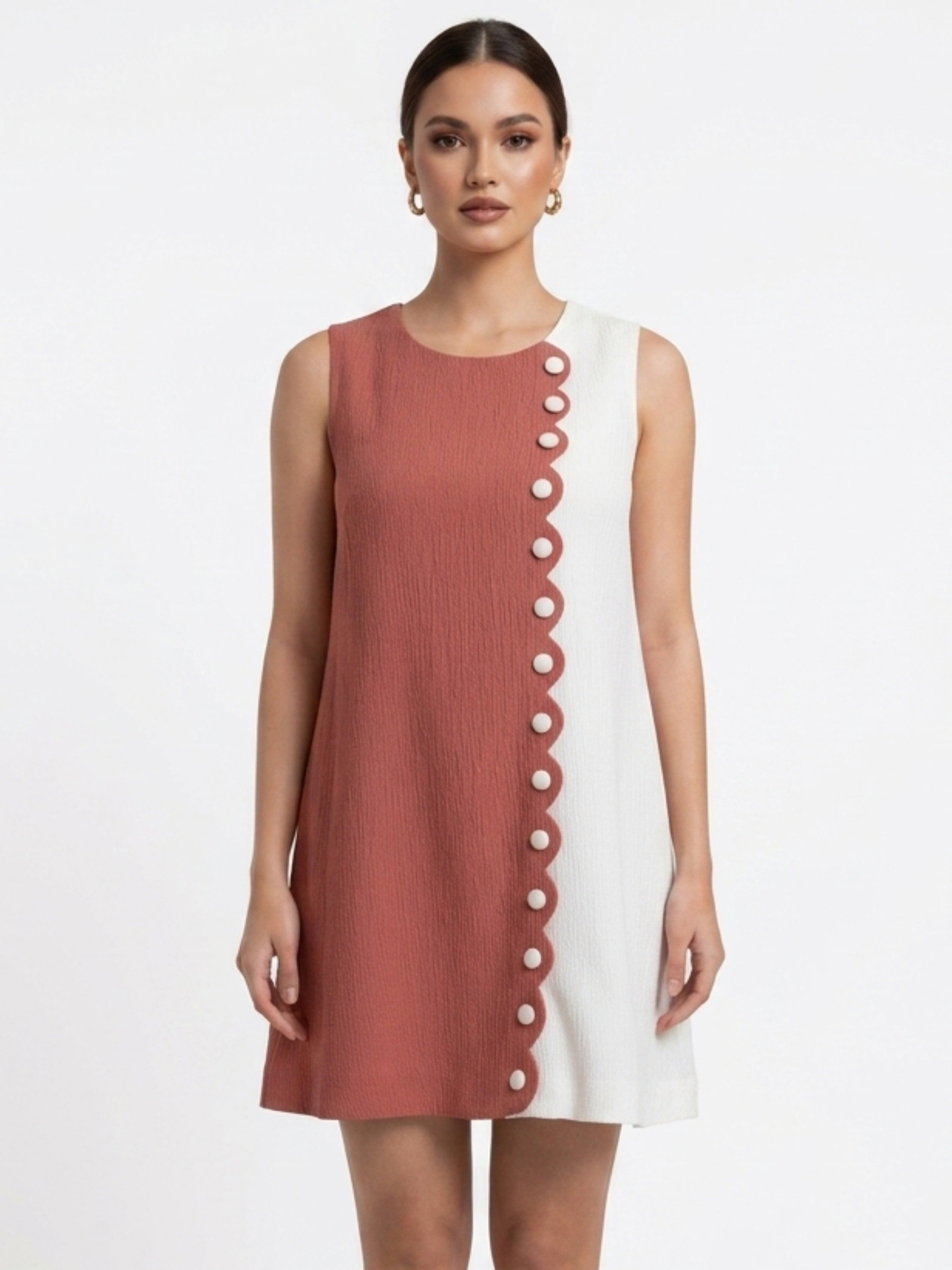 Two-Tone A-Line Short Dress | Retro Summer Elegance & Effortless Charm