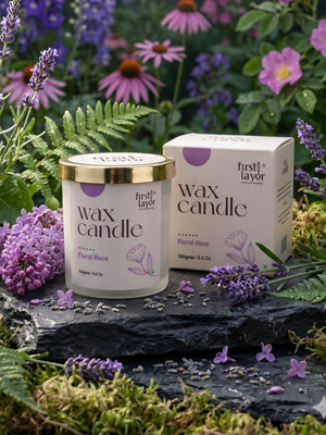 FirstLayer Floral Haze Wax Candle | Premium Soya Wax Candle | Purple