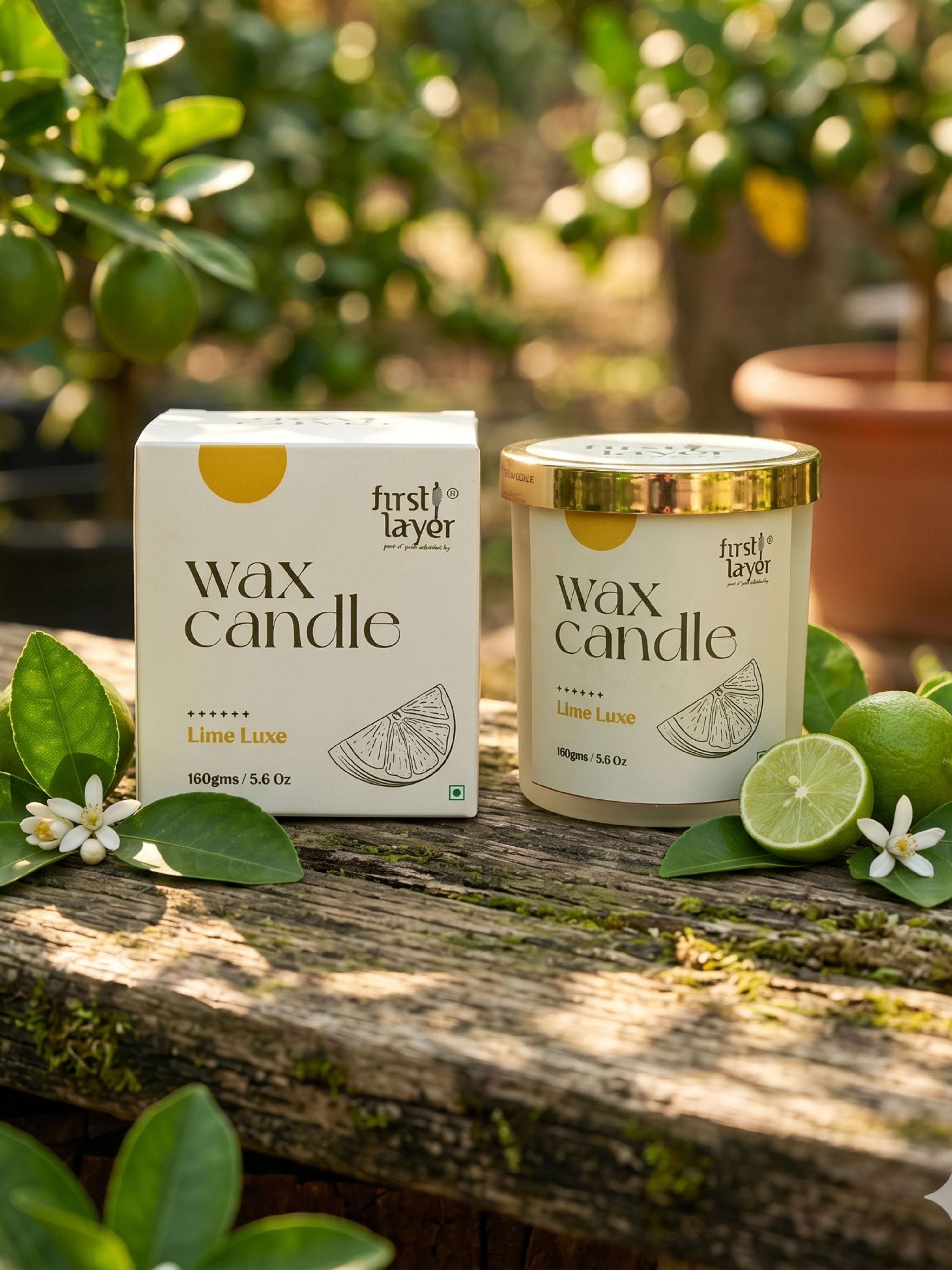 FirstLayer Lime Luxe Wax Candle | Premium Soya Wax Candle for Home, Pooja Room & Meditation | Light Yellow