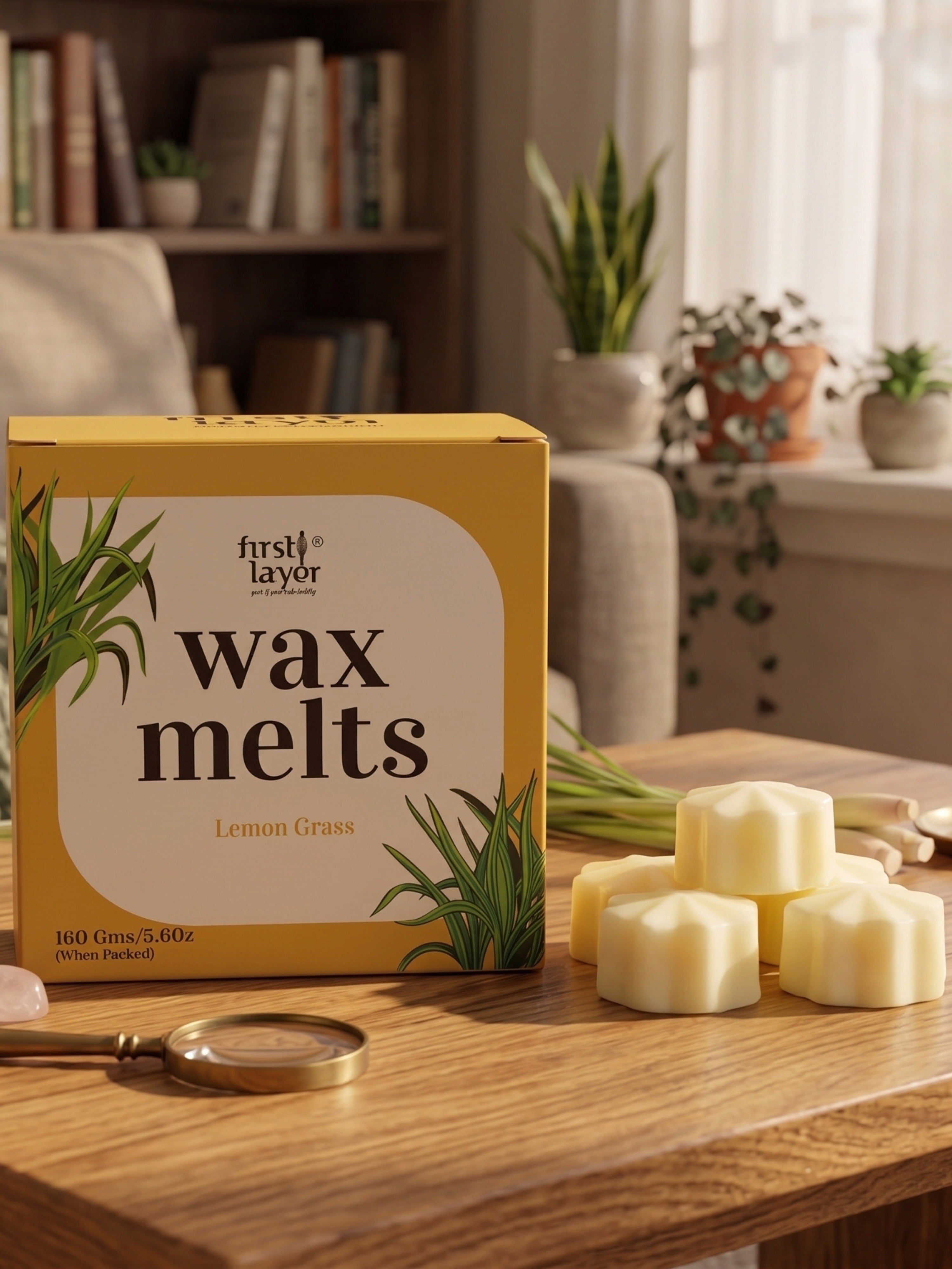 FIRSTLAYER Lemon Grass Wax Melts | Soya Wax Aromatherapy Cubes | Long Lasting Home Fragrance | Safe, Smoke-Free & Eco-Friendly