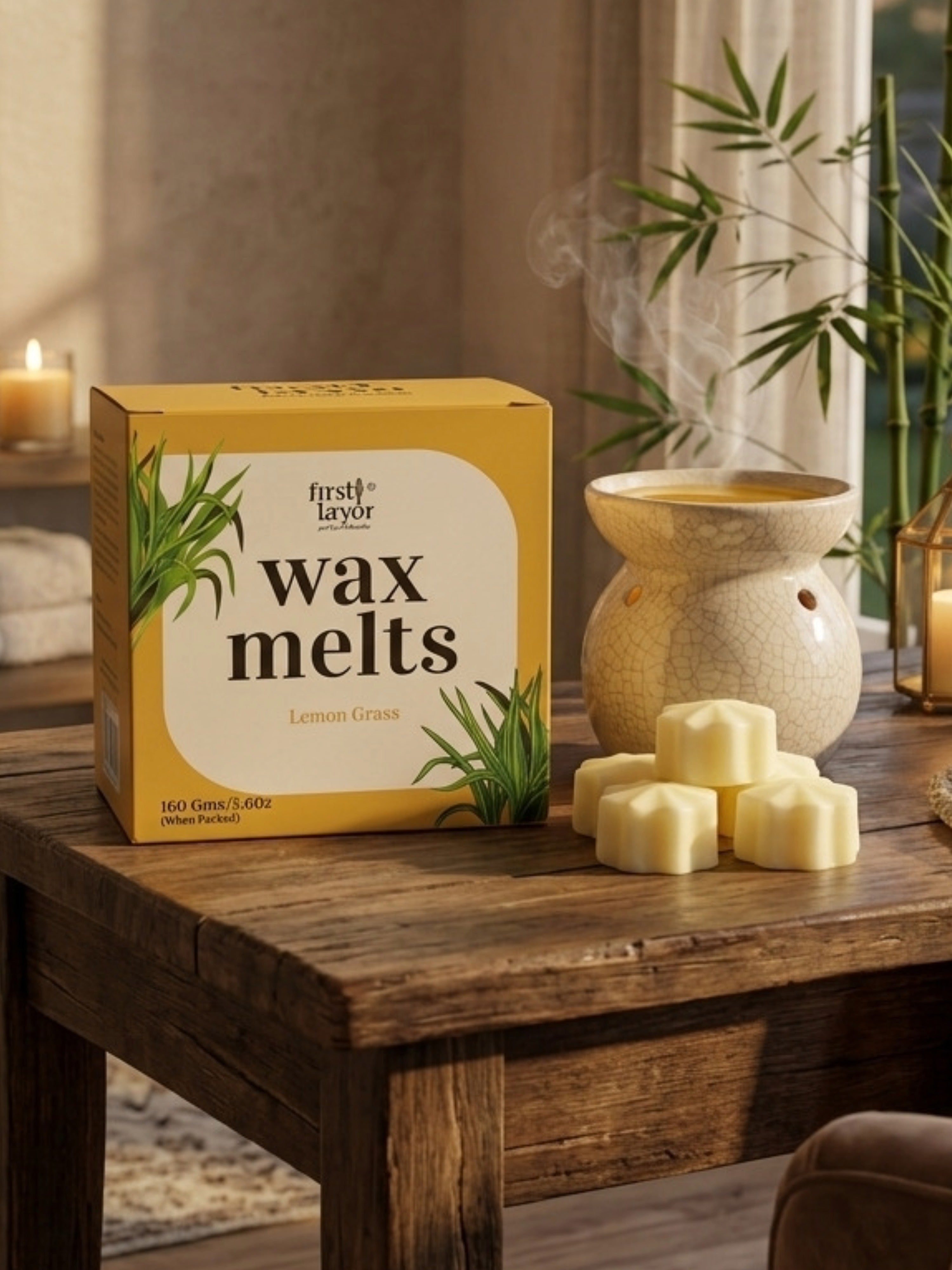 FIRSTLAYER Lemon Grass Wax Melts | Soya Wax Aromatherapy Cubes | Long Lasting Home Fragrance | Safe, Smoke-Free & Eco-Friendly